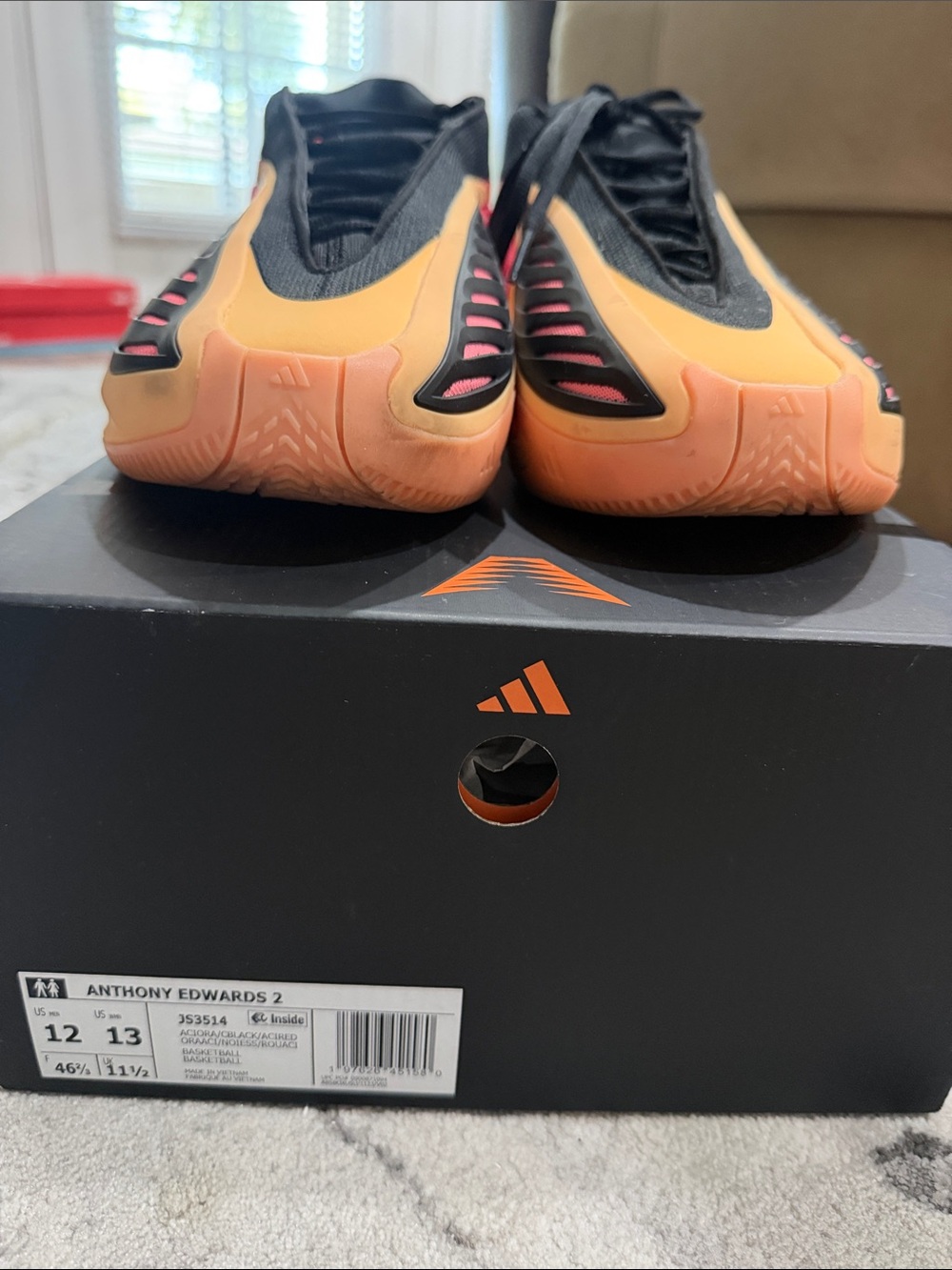 adidas Anthony Edwards 2 Men's Basketball Shoes - Orange/ Black and coral